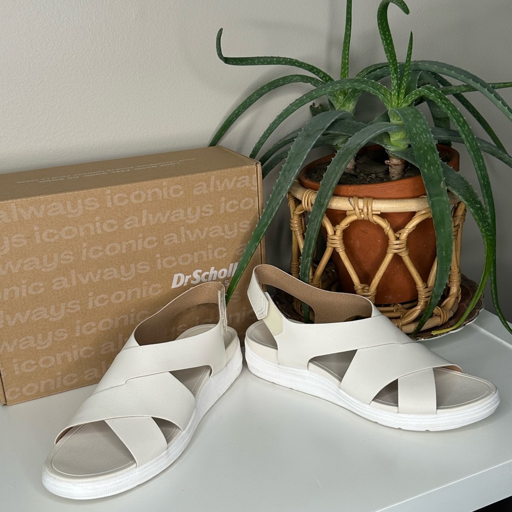 Dr. Scholl’s TIME OFF SEA White Platform Sandals 7.5 | Comfort Criss Cross Strap - Picture 4 of 13